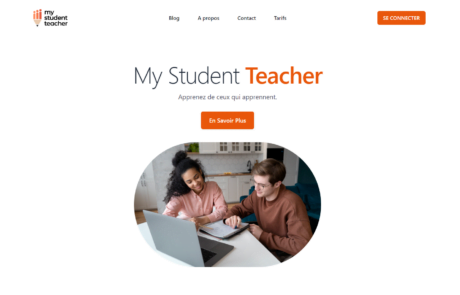 Landing page of My Student Teacher new website